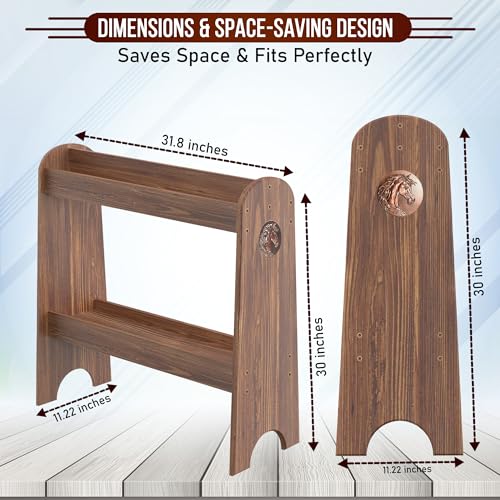 HOTCAN Pine Wood Saddle Rack | Ideal Saddle Stand for Horse Gear and Horse Tack Organizers | Suitable for Displaying Trophy Tack at Home | Compatible with English, Australian, Western Saddles (Burnt) by HOTCAN - Used condition - US$88.77