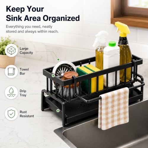 Image of TAZLYN Stainless Steel kitchen sink soap holder stand for kitchen organizer