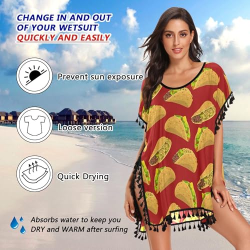 Exnundod Women Swimsuit Cover Up Cowboy Boots Pattern Tassel Beach Bathing Suit for Swimwear Bikini Dress3