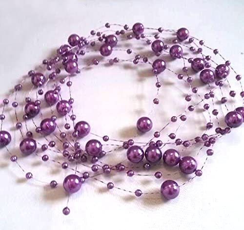 BFEW 30m/98ft Fishing Line Artificial Pearls String Beads Chain Faux Pearls Trim Beads Roll Strand for Garland Flowers Wedding Party Bridal Bouquet DIY Crafts Christmas Tree Decoration-Purple