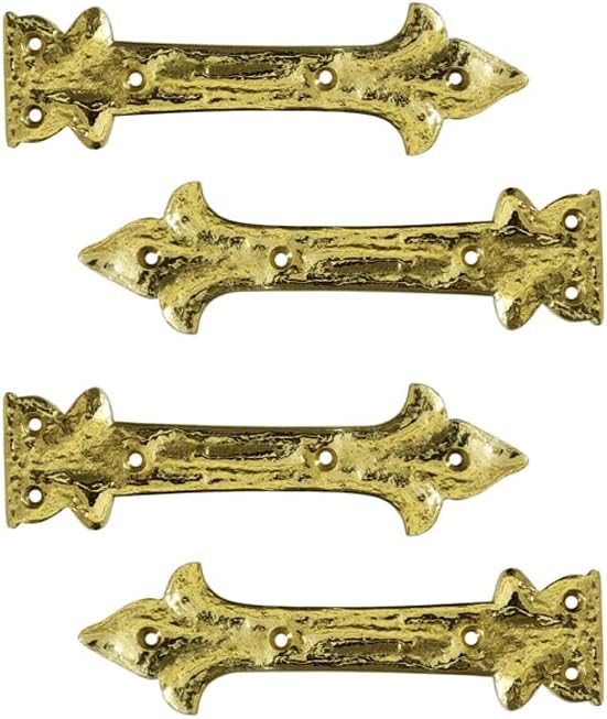 Adonai Hardware Adonijah - Correa de latón falsa o falsa o falsa o falsa (6.5 pulgadas x 4 unidades, lacada pulida) para puertas de granero,