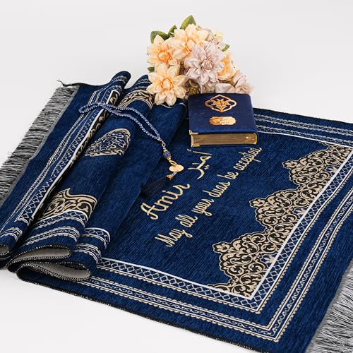 IEF-Personalized-Prayer-Rug-Prayer-Beads-Quran-Islamic-Gift-Set-Ramadan-Eid-Hajj-Umrah-Wedding-Birthday-Mothers-Day-Fathers-Day-Valentines-Day-Gifts-Navy-Blue