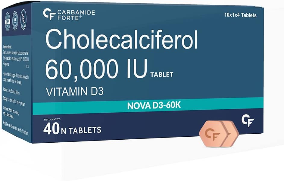 Carbamide Forte Vitamin D3 60000 IU – Chewable Cholecalciferol Vitamin D Supplement for Women & Men – 40 Tablets Carbamide Forte Vitamin D3 60000 IU – Chewable Cholecalciferol Vitamin D Supplement for Women & Men – 40 Tablets
