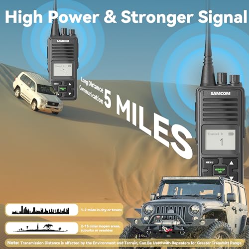 Image of SAMCOM FPCN10A Walkie Talkies Long Range with Speaker Mic, 2-Way Radios with Shoulder Hand Mic, 3000mAh, Group Call, UHF Two-Way Radio for School Church Security Construction Sports Events (4-Pack)