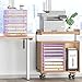 SUBEKYU 9 Tier Paper Letter Tray Desk Organizer with Handles - Purple Metal Mesh File Holder Paper Sorter Desk Organizer for Office Home School, Include 6 Pcs Adjustable Slid Tray, 6 Colors Available