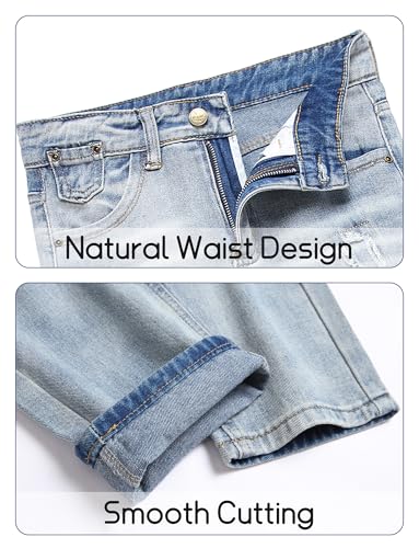 SEAUR Boys Ripped Denim Jeans Cotton Skinny Fit Distressed Pants Kids Classic Washed Bottoms3