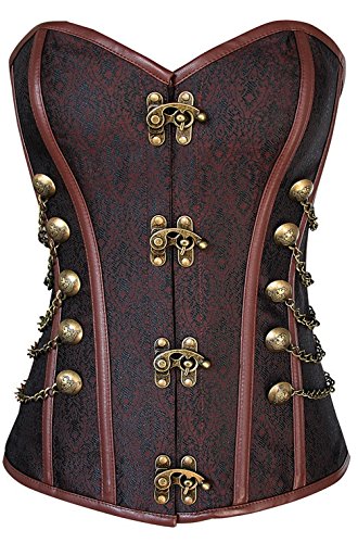 Ladies Professional Cosplay Quality Deluxe Boned Steampunk Corset Victorian Halloween Fancy Dress Costume Outfit UK 6-26 Plus Size (UK 8-10, Brown Corset) steampunk buy now online Ladies Professional Cosplay Quality Deluxe Boned Steampunk Corset Victorian Halloween Fancy Dress Costume Outfit UK 6-26 Plus Size (UK 8-10, Brown Corset) steampunk buy now online
