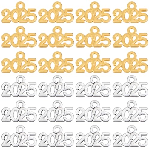 SOFPLATE 1 Box 100pcs 2025 Gold Charms 2025 Charms...