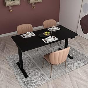 Flexispot in hoogte verstelbare elektrische eettafel, bureau, 3-voudige telescoop met tafelblad, zwart, 60 x 120 cm
