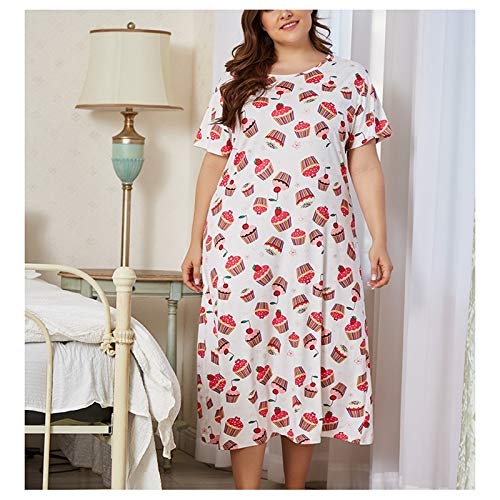 Pyjama femme grande taille : chemise de nuit longue et ample à manches courtes pour la maison