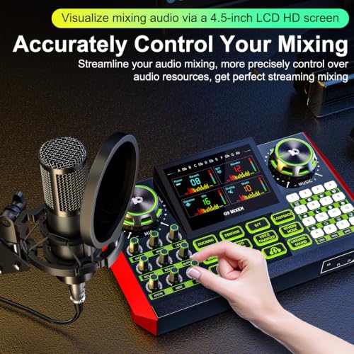 Image of Podcast Equipment Bundle with Audio Mixer for Live Streaming and Singing, Podcast Microphone, Live Sound Card with Voice Changer and Noise Reduction, Compatible with PC, Phone, TikTok, and YouTube