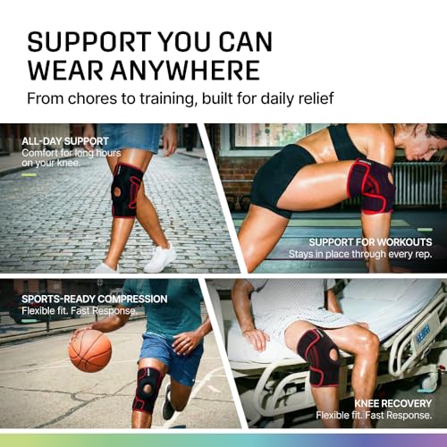 Image of Modvel Knee Brace with Side Stabilizers & Patella Gel Pads for Pain Relief and Joint Support Breathable, Non-Slip Compression Sleeve for Men & Women, Arthritis, Meniscus, ACL Recovery
