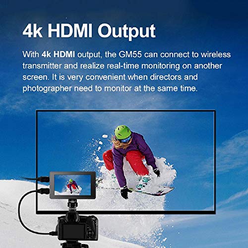 Image of Godox GM55 5.5 Inch On-Camera Monitor,IPS 4K HDMI Output Field Video Monitors Touch Screen 1920x1080 3D LUT for DSLR ILDC Cameras Monitor