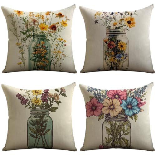 Cuscini Esterno Beige Federe Cuscini Divano 40x40cm Cuscino Divano Vaso Velluto Copricuscini Decorativi Doppia Faccia Stampa Fodera per Cuscino per Sedia Camera da Letto Arredo Esterni Giardino JL-45