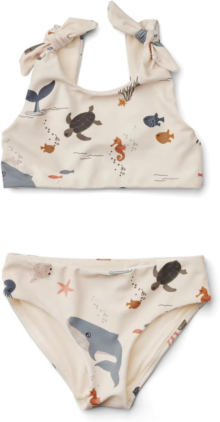 Girls Swimsuit Two Piece Bikini Set Bowknot Swim Top & Bottom Tankini Set Summer Beach Wear Dolphin Whale Bathing Suit