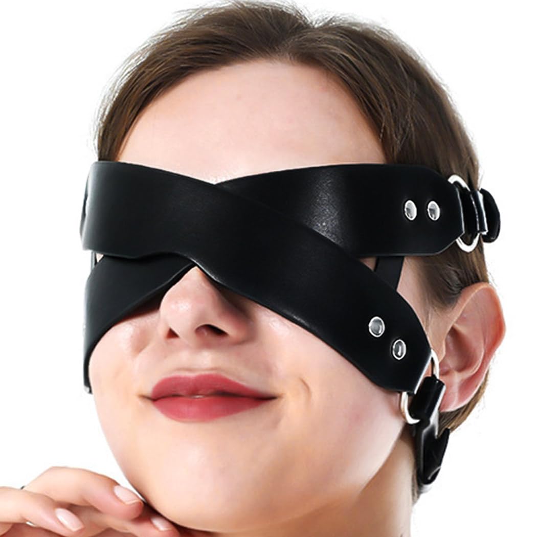 Women Leather Masquerade Mask Halloween Black Eye Mask for Cosplay Party Mask Costume Accessory