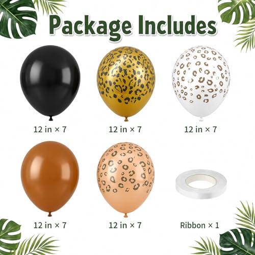 Image of Cheetah Balloons, 12 Inch Leopard Balloons Black Brown Nude Gold Cheetah Print Balloons for Safari Jungle Birthday Baby Shower Bachelorette Party Backdrop Supplies