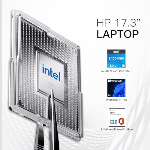 Image of HP 17 Laptop Computer for Business and Students, Office Lifetime, 17.3 inch HD+ Display, Intel 10-Core i5-1334U, Fingerprint, Backlit KB, Win11 Pro, External DVD Drive, Numeric Keypad (64GB RAM | 2TB SSD)