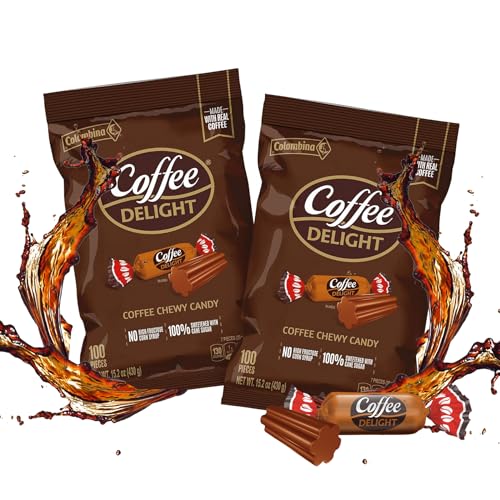 Colombina Coffee Delight Chewy Candy Gluten-Free Soft Chewy Coffee Candies Made w/Authentic Colombian Coffee 2 Pack (200 Count)