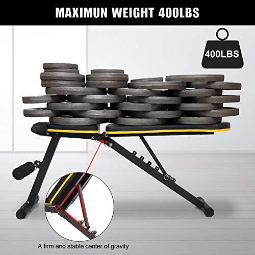 Figolo Workout Bench, Adjustable Weight Bench with Wider Backrest/Seat for Full Body Workout Home Gym Strength Training Press bench with Easy Folding [2021 New Version]