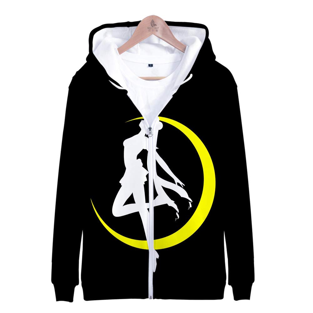 Firovps Women Unisex 3D Printed with The Japanese Anime Sailor Girl Hoodies with Zipper