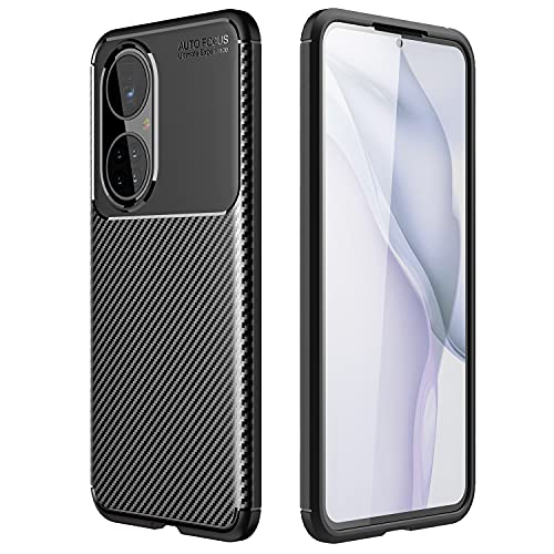 WATACHE Huawei P50 Funda, Textura de Fibra de Carbono con Parachoques de TPU Suave Funda Protectora antirrayas Que Absorbe los Golpes Funda Delgada para Huawei P50 (Negro)