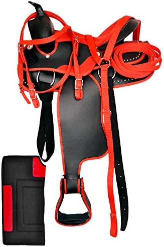 RAJ INTERNATIONAL Synthetic Barrel Racing Western Equestrian Trail Tack Horse Saddle Lightweight All Accessory Included Headstall Breastplate Reins Saddle Pad Size 10-18 inches C41 (16.5" Inches Seat)