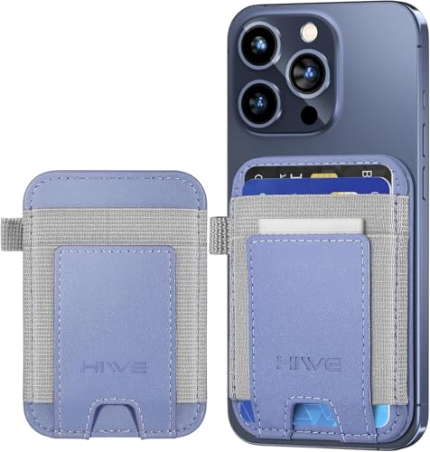 Carteira MagSafe para iPhone 16/15/14/13/12, porta-cartões magnéticos com chaveiro, couro RFID, roxo