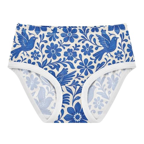 Joisal Blue White Floral Birds Girls Underwear Toddler 2t Cotton Cute Panties Girl Personalized Briefs Kids Undies