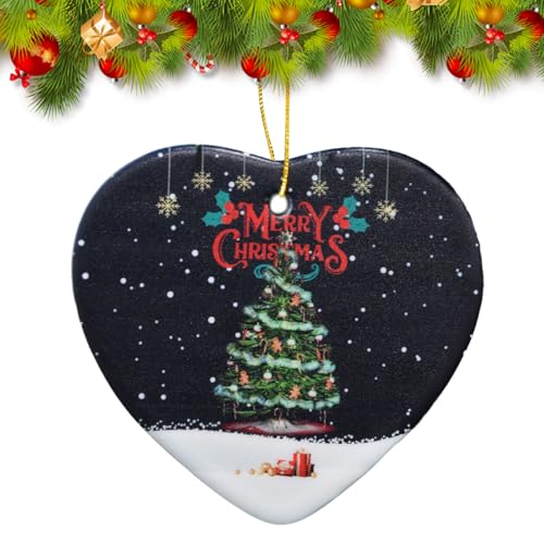 Colgante De Cerámica De Árbol De Navidad, Colgante De Cerámica Adorno De Corazón De Árbol De Navidad, Colgante de Artesanía Navidad de Corazón para Fiesta de Navidad Adorno Colgante en Casa Regalo