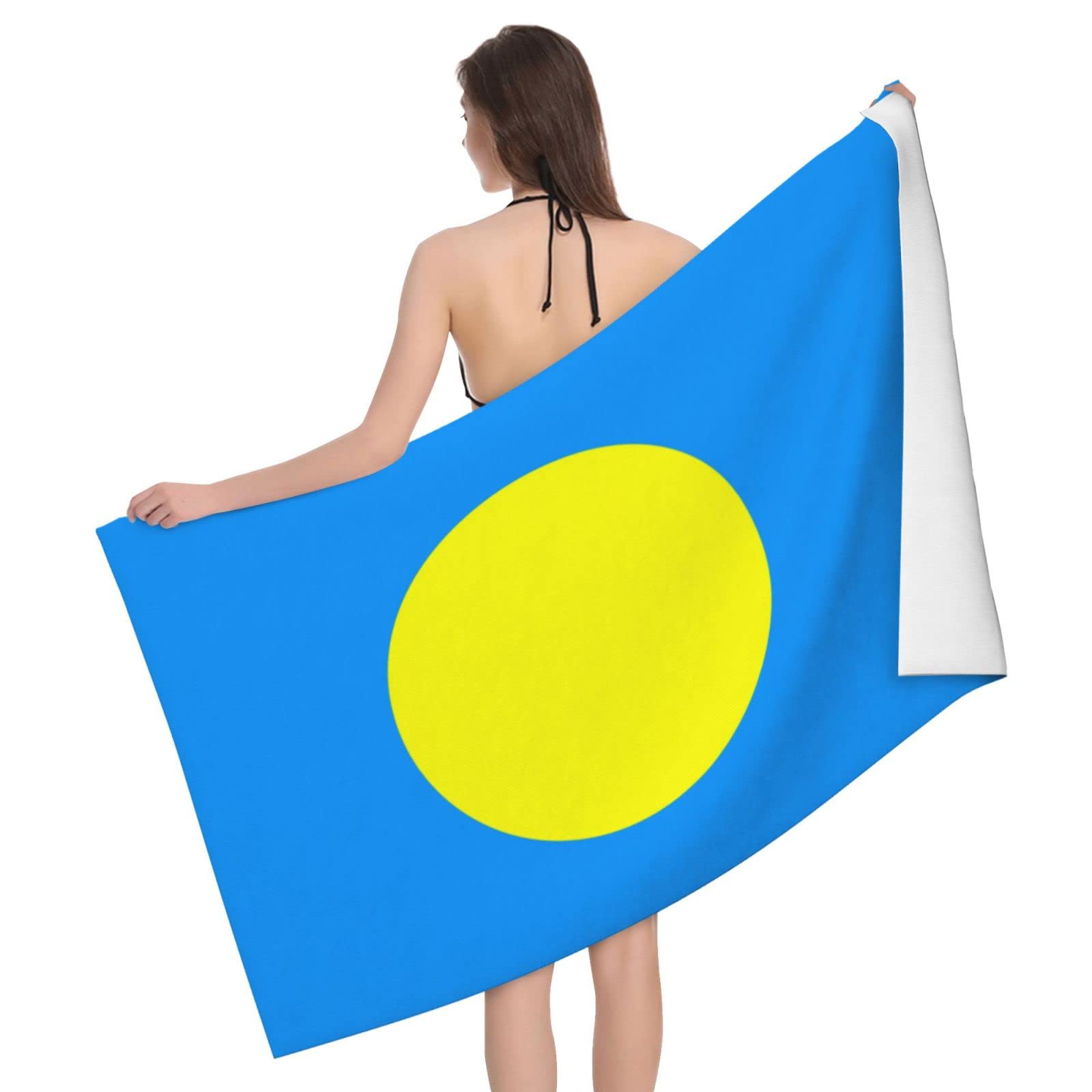 Lsjuee Flag of Palau Beach Towel Absorb Water Quick Dry Bath Towel, for Beach, Swimming Pool, Camping