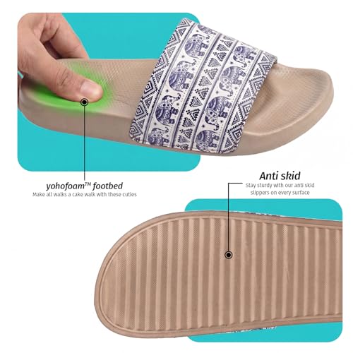 Image of YOHO Tropica Printed Comfortable Women Slides | Stylish Rainy Footwear & Waterproof Monsoon Sandals | Soft Inner Lining On Strap