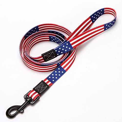 American Flag Dog Leash - Premium Nylon, Durable & Comfortable, 360° Rotating Metal Clip, Anti-Tangle Design, Ideal for Small to Medium Dogs (Leash S)