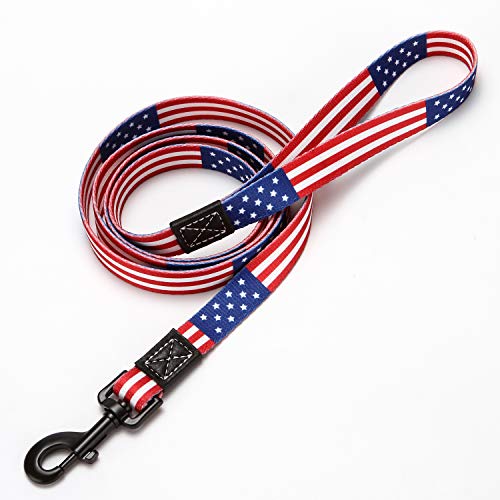 UVONOKAY American Flag Dog Leash in 3 Different Sizes (Leash L 1" Wide 5ft) American Flag Collar y Correa para Perros en 3 tamaños diferentes