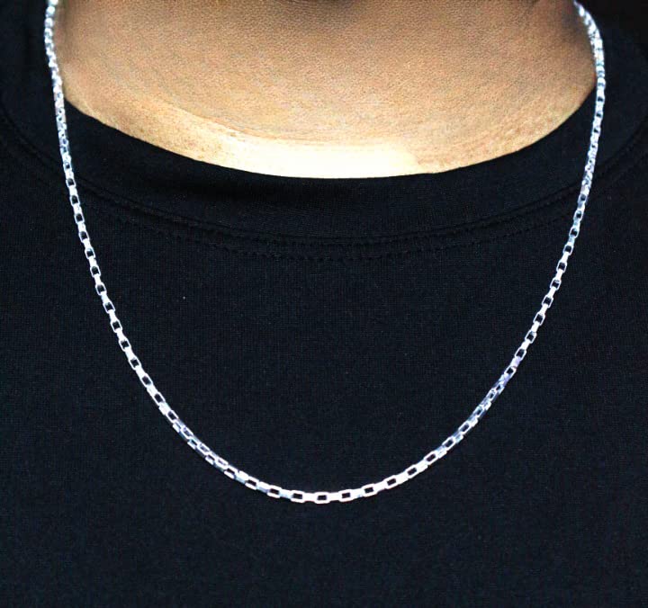 Image of Akshat Sapphire Sterling Silver (92.5% purity) God Ganesha Chain Pendant for Men & Women Pure Silver Lord Ganapathy Chain Locket