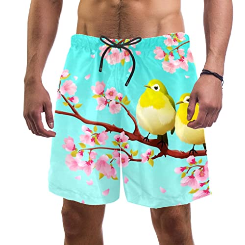 Maillots de bain pour hommes JDEZ motif oiseaux japonais et fleurs de cerisier