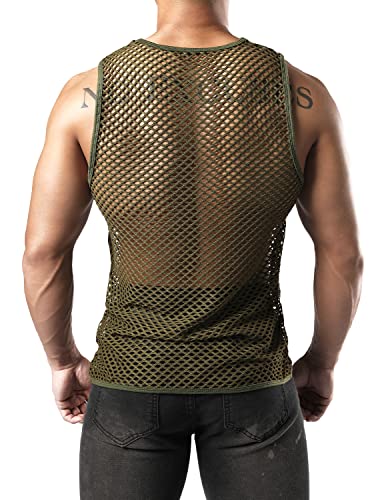 Image of JOGAL Men's Mesh Fishnet Fitted Sleeveless Muscle Top