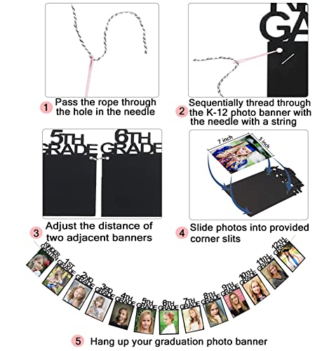 Image of 5x7 Graduation Photo Banner, Graduation Decorations 2026 2027 Grad Party Decorations, K-12 Picture Banner Senior Class of 2026 Decor for High School Party Supplies SG080BK