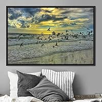 Framed Canvas Wall Art Flying Together Birds Farmhouse/Country Group Group Multicolor Photography Realism Relax/Calm Warm - 16x24 inches