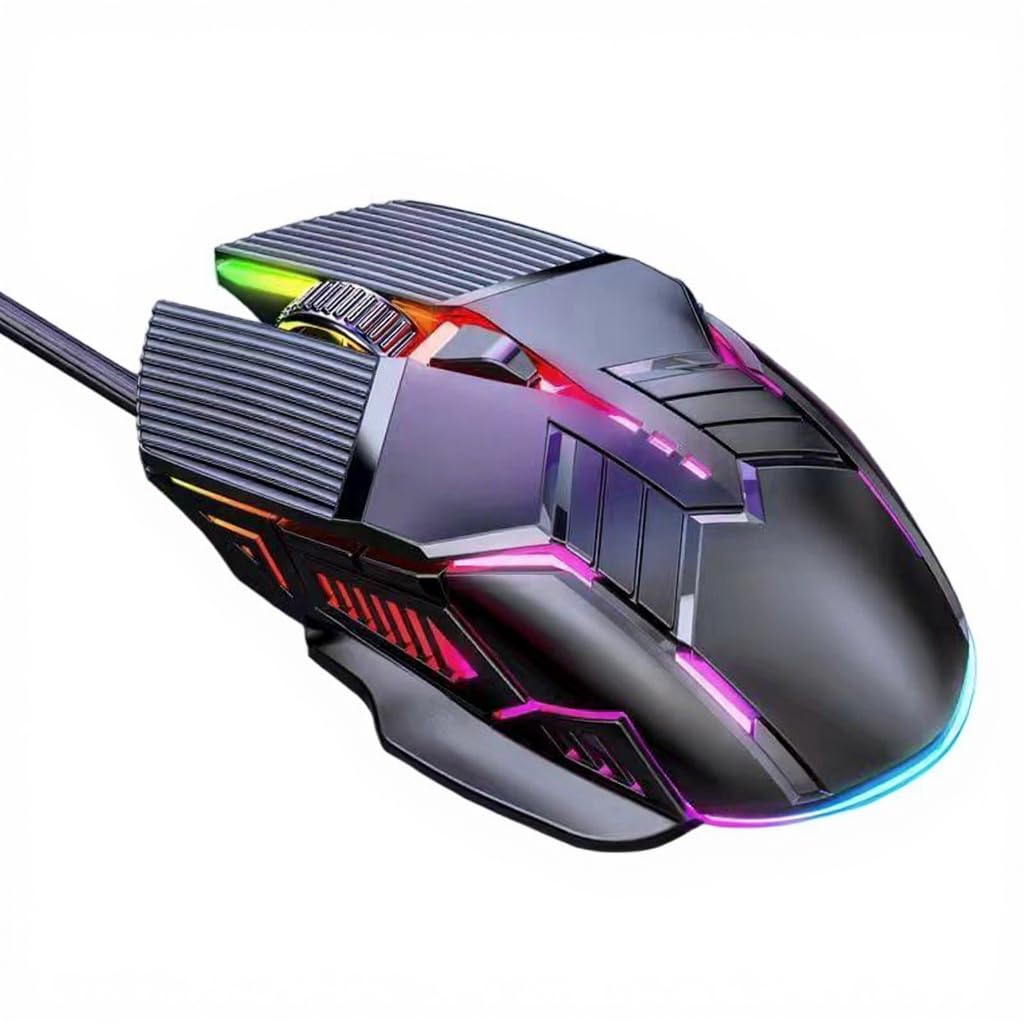 Game Wired Luminous Mouse USB | Silent Gaming Controller with RGB Lights 12m Cable for Office & Home Desktop Use Ergonomic Design Robust-image-42