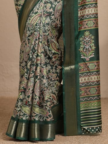 Image of Libas Printed Silk Blend Saree for Women With Unstitched Blouse Piece | Traditional Saree for Festive & Wedding