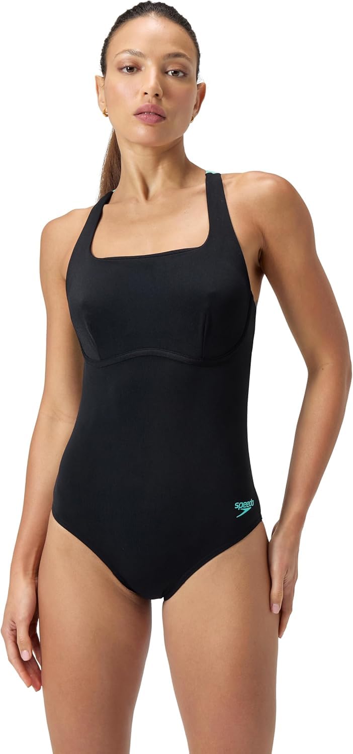 Speedo Damen Badeanzug mit Flexband und Integriertem Schwimm-BH
