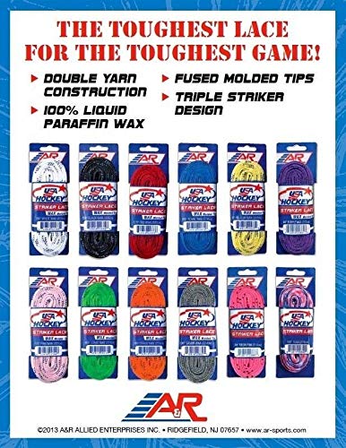 A&R Sports Striker Ice Hockey Skate Laces, 2 Pair Pack - Lime Green, Waxed (84