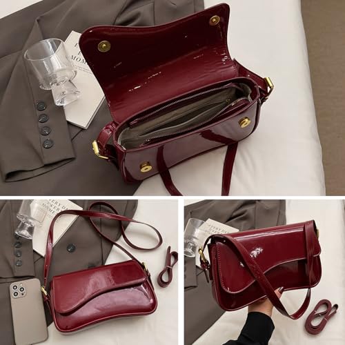 Y2K Shoulder Bag for Women - PU Leather Clutch Purse Handbag Tote With 2 Removable Straps - Crossbody4