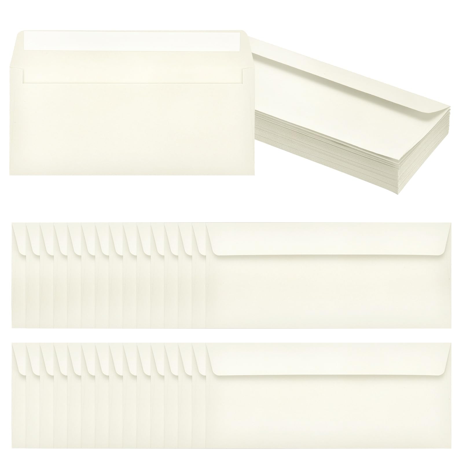 PATIKIL 60 Pack Beige #10 Business Envelopes, Colored Self Seal Letter Size Envelopes for Business Mailing Office Checks Invitation, 24.1 x 10.5 cm