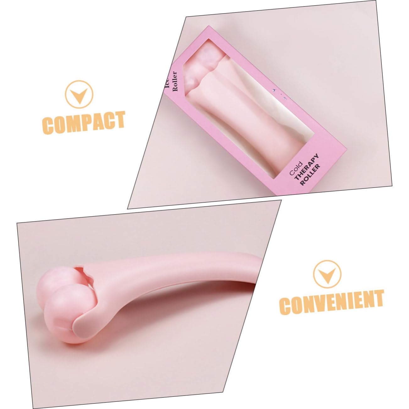 Rodillo Hielo Facial Portátil Doble Cabezal Masajeador Ergonómico para Cuidado Piel Mujeres y Viaje
