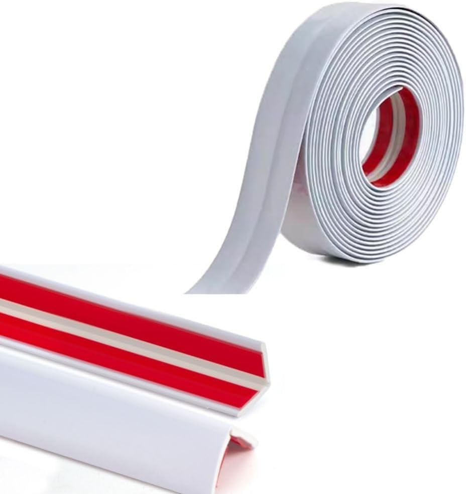 10M Matte White PVC Inside Outside Corner Trim Self-Adhesive Vinyl Moulding for Tile Wall Furniture Edges Decoration,Peel and Stick External Exterior Corner Strip,3cm