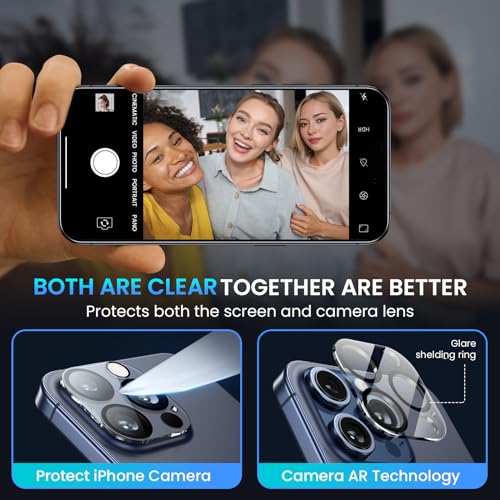 Image of Fotbor [3+3 Pack for iPhone 15 Pro Max Screen Protector with Camera Lens Protector, Tempered Glass Shatterproof Easy Installation Frame, HD Clear Full Coverage iPhone 15 Pro Max Accessories 6.7 Inch