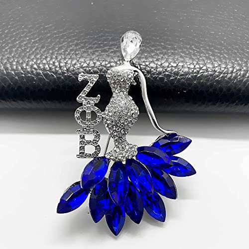 Shiny bling rhinestone inlaid greek letter ZETA ZPB sorority society girl metal brooch3