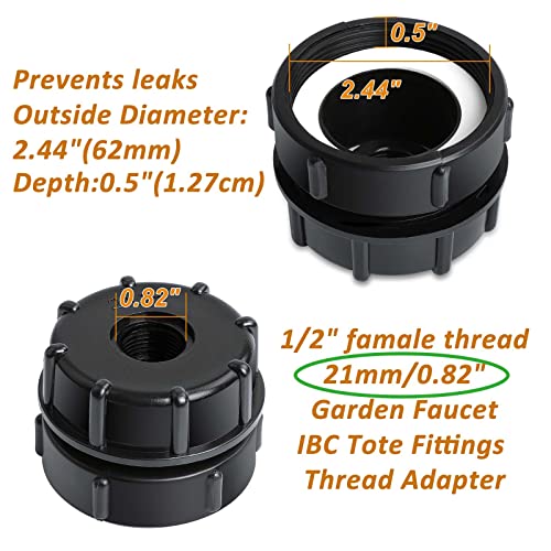 IBC Tank Fittings -IBC Tank Adapter 2.44"(62mm) Fine Thread 275-330 Gallon Water Tank Adapter for Garden Hose Connector Leakproof IBC Tote Valve Brass IBC Tote Tank Hose Adapter - Image 4